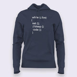 While Alive Eat, Sleep, Code Women's Programming Hoodies