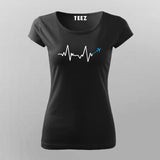 Travel Airplane Love HeartBeat T-shirt For Women