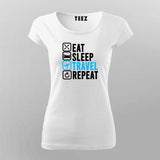 Women's Eat Sleep Travel Repeat Adventure Tee