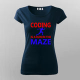 Coding is A Run in The Maze Funny Coding T-Shirt For Women