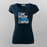 Women's Eat Sleep Travel Repeat Adventure Tee