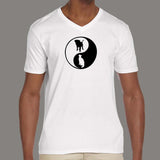 Yin Yang Dog And Cat V Neck T-Shirt For Men Online India
