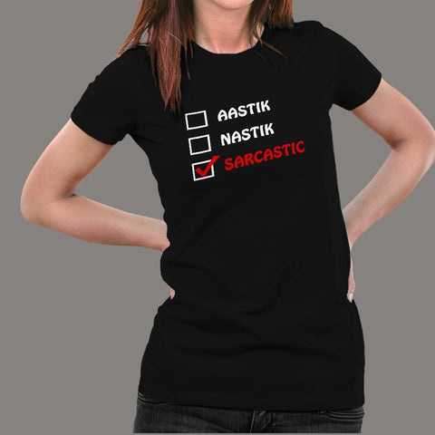 Aastik Nastik Sarcastic Funny T-Shirt For Women Online India
