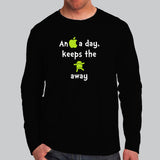 An Apple A Day Keeps The Android Away Funny Quotes Full Sleeve T-Shirt For Men Online India