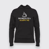 BOOKS AND TEA HAPPY ME Funny Hoodies For Women Online India