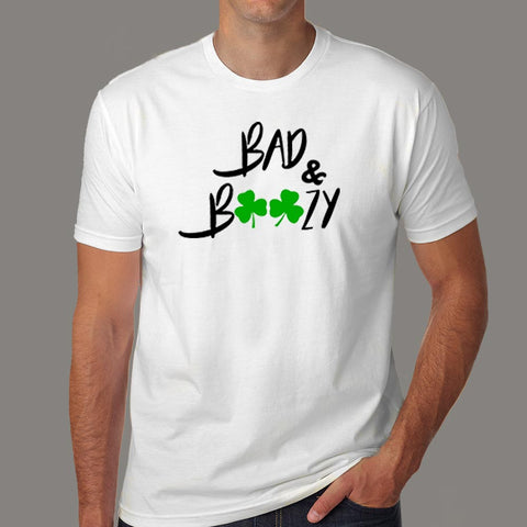 Bad And Boozy Men's Funny Drinking T-Shirt Online India