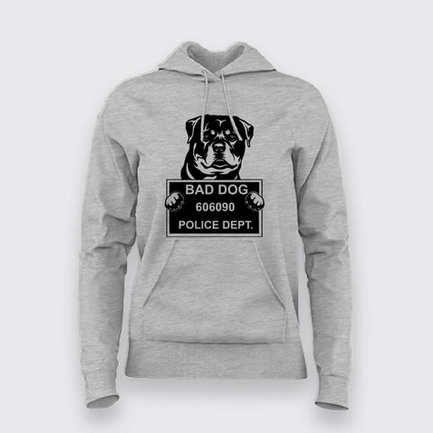 Bad Criminal Rottweiler Dog Police Station Mugshot Hoodies For Women Online India