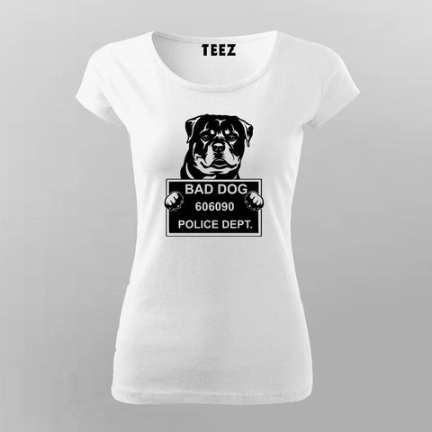 Bad Criminal Rottweiler Dog Police Station Mugshot T-Shirt For Women Online India