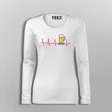 Beer Heartbeat Fullsleeve T-Shirt For Women Online India
