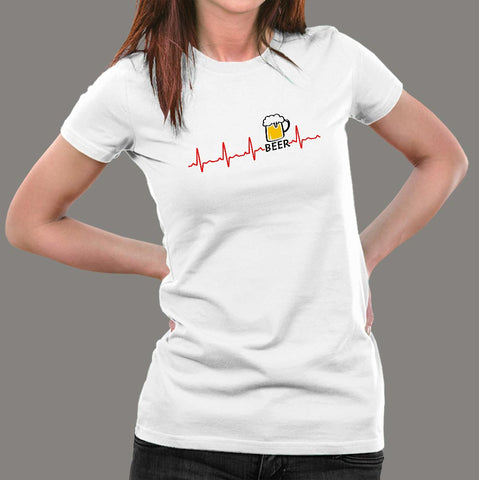 Beer Heartbeat T-Shirt For Women Online India