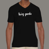 Being Gandu Parody Men's v neck T-shirt online 