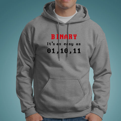 Funny Programmer Math Binary It's As Easy As 01 10 11 Hoodies For Men Online India