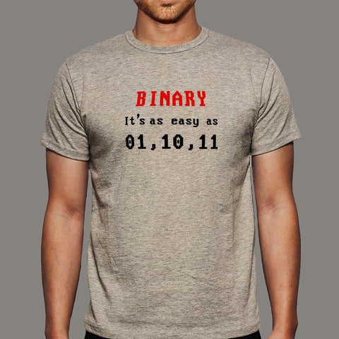 Funny Programmer Math Binary It's As Easy As 01 10 11 T-Shirt For Men Online India