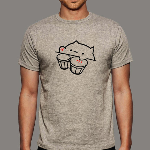 Bongo Cat Meme Funny Music Men's T-shirt online india