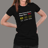 How People Reacts Single Word Bug Funny Coding T-Shirt For Women Online India