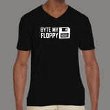 Byte My Floppy Funny Programmer V Neck T-Shirt For Men Online India