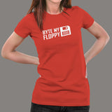 Byte My Floppy Women's T-Shirt - Retro Tech Chic