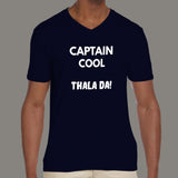 Dhoni Captain Cool Thalada Men's v neck T-Shirt online india