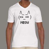 Meow Cat Smiley Emoticon Men's attitude v neck  T-shirt online