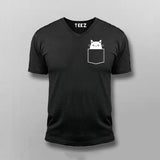 CAT IN POCKET V-neck T-shirt For Men Online India