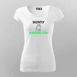 Cat Silently Judging Kitten Lovers T-Shirt For Women