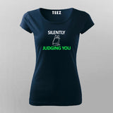 Cat Silently Judging Kitten Lovers T-Shirt For Women