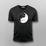 Cat Yin Yang V-neck T-shirt For Men Online India