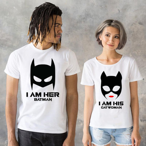 I Am Her Batman I Am His Catwoman Cute Couple T Shirts