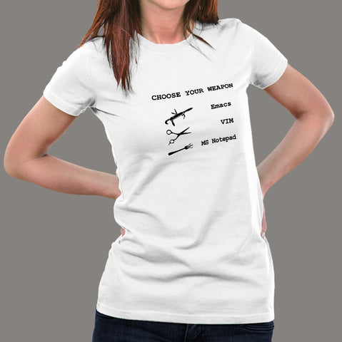 Emacs Vs VIM Vs Notepad Text Editors Programmers T-Shirt For Women