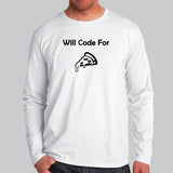 Will Code For Pizza Programmer Full Sleeve T-Shirt For Men India