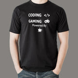 Coding And Gaming Powered By Coffee Programming T-Shirt For Men India