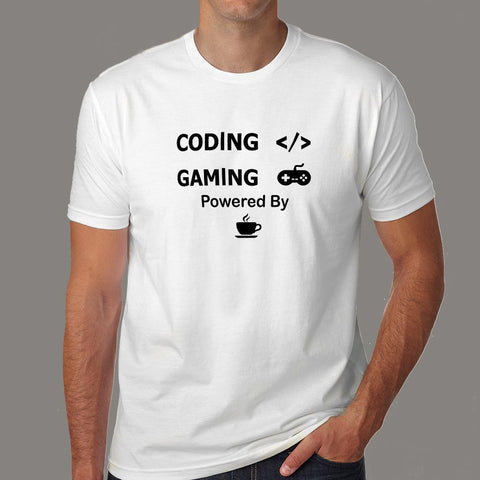 Coding And Gaming Powered By Coffee Programming T-Shirt For Men Online India