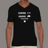 Coding And Gaming Powered By Coffee Programming V Neck T-Shirt For Men Online India