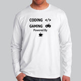 Coding And Gaming Powered By Coffee Programming Full Sleeve T-Shirt For Men Online India