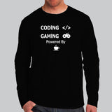 Coding And Gaming Powered By Coffee Programming Full Sleeve T-Shirt For Men India
