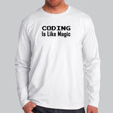 Coding Is Like Magic Funny Programmer Geek Full Sleeve T-Shirt For Men Online India