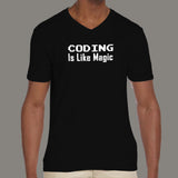 Coding Is Like Magic Funny Programmer Geek V Neck T-Shirt For Men Online India