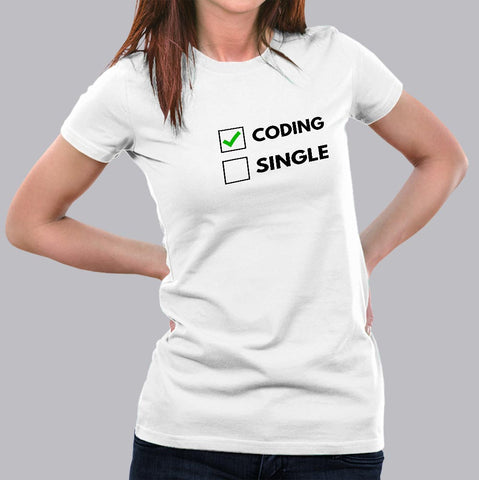 Funny Coding Relationship Status Pun Code Programmer T-Shirt For Women India