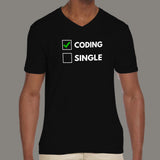Funny Coding Relationship Status Pun Code Programmer V Neck T-Shirt For Men India