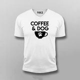 Coffee And Dog Coffee V neck T-Shirt For Men Online India