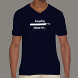 Compiling Please Wait Funny Programmer V Neck T-Shirt For Men Online