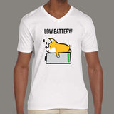 Pembroke Welsh Corgi Sleeping Low Battery V Neck T-Shirt For Men online india