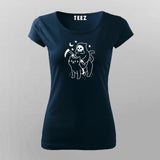 Death Rides With An Black Cat Funny T-Shirt For Women