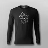 Death Rides With An Black Cat Funny Full Sleeve T-shirt For Men Online Teez