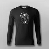 Death Rides With An Black Cat Funny Full Sleeve T-shirt For Men Online Teez