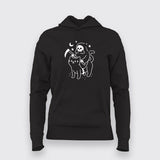 Death Rides With An Black Cat Funny T-Shirt For Women