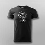 Death Rides With An Black Cat Funny T-shirt For Men