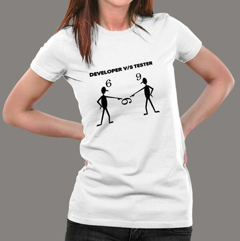 Developer Vs Tester Funny T-Shirt For Women Online India