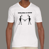 Developer Vs Tester Funny V Neck T-Shirt For Men Online India