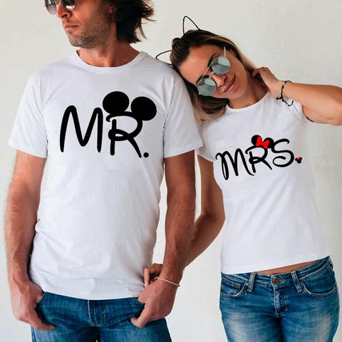 Mr and Mrs Mickey Minnie Mouse Cut Couple T-Shirts